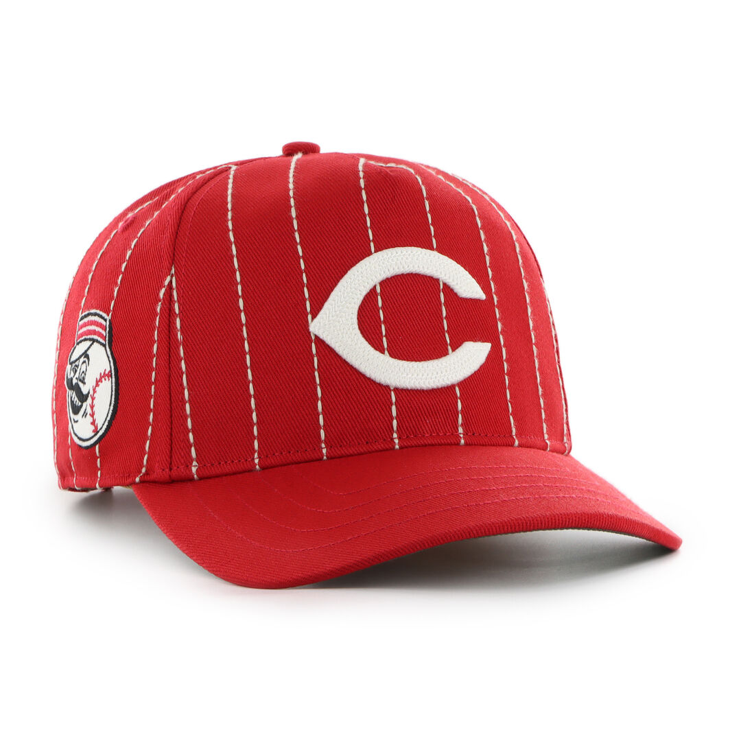 Cincinnati Reds Rawlings '47 Brand Pinstripe Hitch Hat - Image 2
