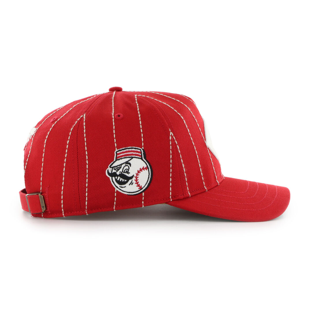 Cincinnati Reds Rawlings '47 Brand Pinstripe Hitch Hat - Image 3