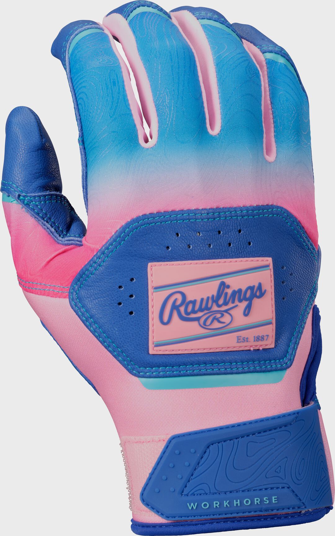Rawlings Workhorse Royal/Pink Youth Fun Burst Batting Gloves - Image 2